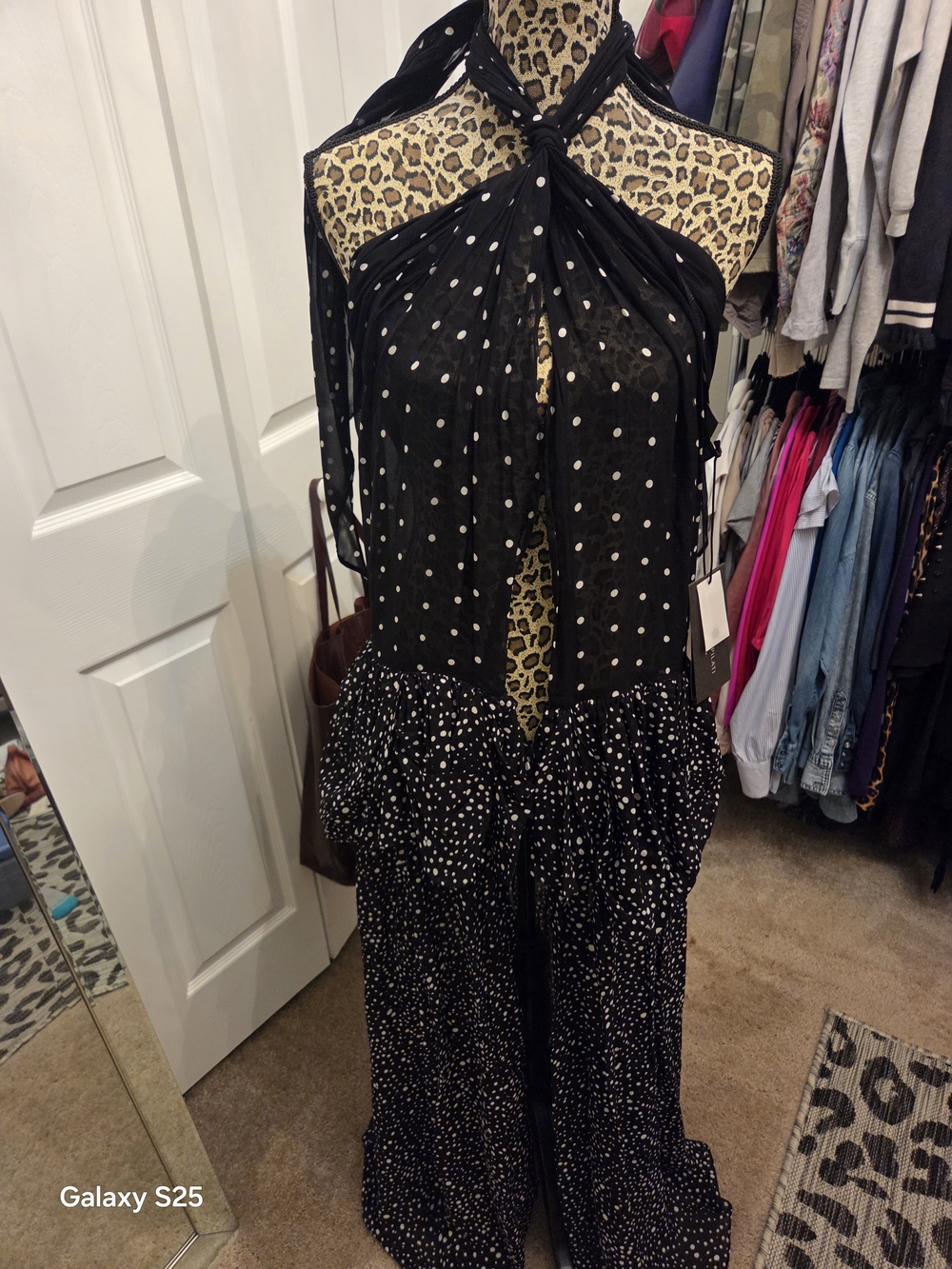 Zara Polka Dot Halter Top in Black
